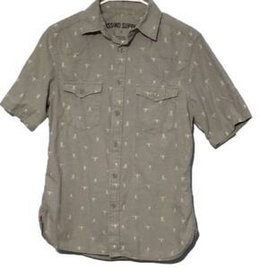 Mossimo Men's Gray Steer Skull Shirt Size S
